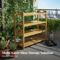 Simple Design Bamboo Shoe Rack Space-Saving Multi-Tier Shoe Shelf Multifunctional Freestanding Storage Rack Sturdy Construction for Students, Homeowners, Hallway, Living Room, Bedroom, Balcony