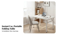 Rectangular Folding Table Multi-Use Foldable Computer Desk Sturdy Construction Portable Work Table for Students, Families, Outdoor, Dorm Room, Bedroom