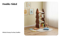 360° Rotation Rotating Tree-Shaped Bookshelf Child-Friendly Rotating Tree-Shaped Shelf Accessible Design Bookcase Space-Saving for Children, Toddlers, Parents, Playroom, Classroom, Nursery, Kindergarten