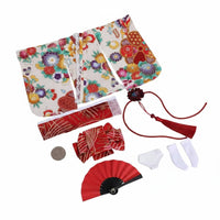 1/6 Scale Kimono Set Floral Pattern Female Action Figure Kimono Long and Short Designs Miniature Wafuku Outfit for Hobbyists