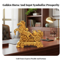 Finely Crafted Horse with Yuanbao Figurine High-Quality Craftsmanship Chinese Auspicious Horse Figurine Intricate Details for Office, Home