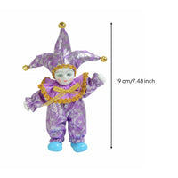 Gift Porcelain Clown Figurine Decorative Clown Doll Collectible Violet Jester Doll Colorful Costume for Shelf, Desk