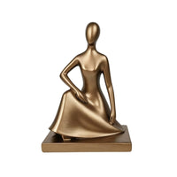 Bronze Meditative Figurine Stylized Sculpture with Base Sculptural Woman Sculpture Abstract for Yogi, Desktop