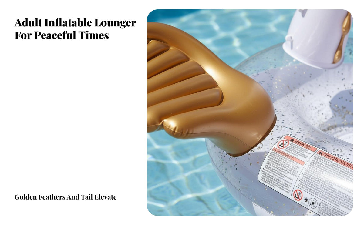 Gold Wings Pegasus Pool Inflatable Oversized Design Inflatable Pegasus Lounger Heavy-Duty PVC Giant Rideable Creature Inflatable Quick Inflation & Deflation for Adults, Teens, Beach, Lake, Summer Vacation