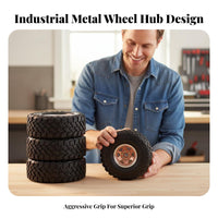 4 Pieces 1.9 Inch RC Crawler Tires High Grip RC Crawler Wheels and Tires Set 1/10 Scale Metal Wheel Hubs