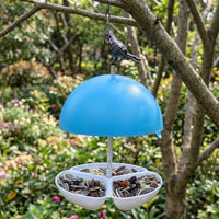 Mushroom Bird Feeder with Rainproof Dome, Iron Mushroom Feeder for Garden, Modern Minimalist Style Hanging Bird Feeders Hanging for Yard Decor
