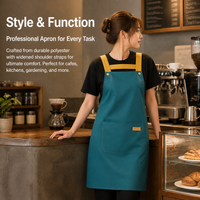 Oilproof Bib Apron for Women, Adjustable Polyester Apron with Large Front Pocket, Waterproof Aprons for Gardening Hairdressing, 80cm