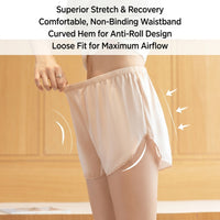 Ice Silk Boxers for Women with Breathable Anti Chafing Design, Modesty Shorts Under Skirts and Dresses, Curved Leg Opening