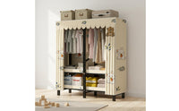Easy Assembly Textile Storage Wardrobe Heavy Duty Foldable Wardrobe Dustproof Portable Clothes Closet Large Capacity for Renters