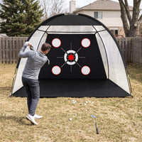 Golf Hitting Net Practice Cage with Chipping Target for Indoor Outdoor Training