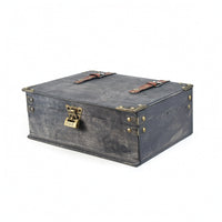 Wooden Storage Box with Lid Weathered Wooden Box with Hinged Lid Rustic Decorative Treasure Chest for Desktop