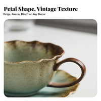 High-Temperature Fired Petal Rim Coffee Cup and Saucer Great Gift Flower Shaped Teacup Set Long-Lasting for Adults, Women, Home, Office