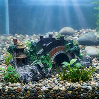 Realistic Aquarium Cave, Asian Themed Aquarium Caves and Hides, Resin Arch Bridge for Freshwater Aquatic Tank, Sturdy Stone Look Hiding Shelter