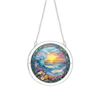 Layered Acrylic Puzzle Suncatcher Clear Frame Jigsaw Window Hanging Light-Catching Round Acrylic Decoration