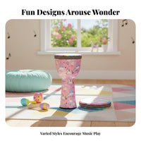 children's Cartoon Djembe Easy to Play Hand Drum Sturdy Percussion Instrument for Beginners, Music Lovers, Rehearsal Learning, Parties