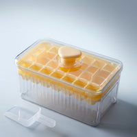 Ice Maker with Easy Release Press Button for Baby Food, Double Layer Ice Tray with Lid and Storage Ice Box, Large Capacity Bin, Pack of 1