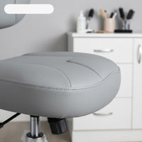 Adjustable Rolling Stool with Backrest Back Support Professional Assistant Stool PU Leather Upholstery Task Chair for Dentists, Nurses