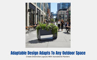 Outdoor Iron Planter Box, Galvanized Steel Divider Combo, Minimalist Design for Commercial Streets and Roadsides