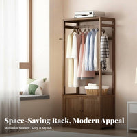 Space-Saving Self-Standingstanding Wardrobe with Shelves Multi-Functional Self-Standingstanding Wardrobe with Cabinet Multifunctional Design Clothing Rack Heavy-Duty for Students, Homeowners, Renters, Dorm Room, Entryway