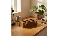 Solid Wood Portafilter Tamping Stand Multi-Size Compatible Espresso Tamping Station Adjustable Height Wooden Coffee Tamper Holder Non-Slip Base for Baristas, Office Pantry