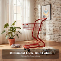 Large Capacity Double Decker Shopping Cart Long-Lasting Double Basket Push Cart Sturdy Construction Wheeled Carrier Comfortable Handle for Content Creators, Shop Owners, Supermarket, Game Center, Photoshoot, Farmers Markets