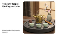 small Brass Teapot Ornament Curved Handle Fine Workmanship Home Decor