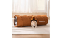 Foldable Cat Tunnel with Fuzzy Trim Indoor Collapsible Cat Tunnel Soft Pet Toy Cozy for Cats, Kittens, Apartments