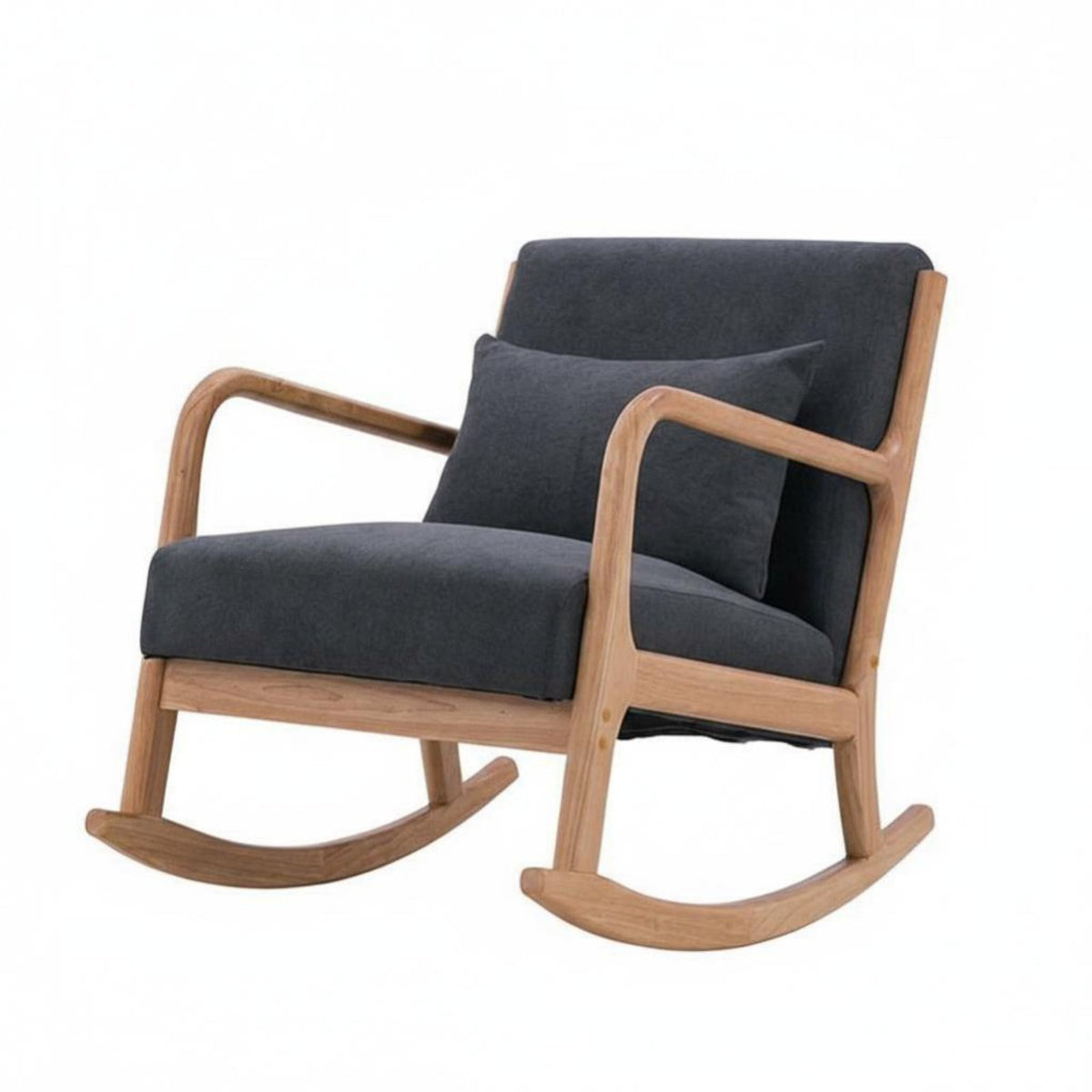 Nordic Design Upholstered Rocking Chair Sturdy Frame Household Furniture High Backrest Home Seating Ergonomic Design for Book Lovers, New Mothers, Balcony, Living Room, Bedroom, Reading Nook