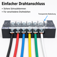 TB-1506 DIN Rail Terminal Block, 600V 15A, 100 pieces 6-pole, for control cabinet & DIYers, secure electrical connection