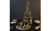 Weathered Finish Robot Aquarium Ornament Bronze and Gray Tones Industrial Aquarium Decoration Tall Vertical Structure Resin Aquatic Aquarium Ornament Detailed Sculpted Surface