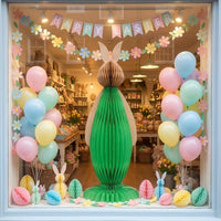 Easter Paper Hare Ornament, Honeycomb Decorations 3D Bunny Paper Decoration for Kids, Party, Spring Celebration