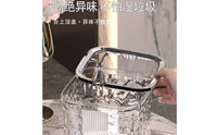 Translucent Plastic Desktop Trash Bin Hinged Lid Desktop Trash Can Wavy Texture Small Waste Bin Metallic Rim for Bathroom