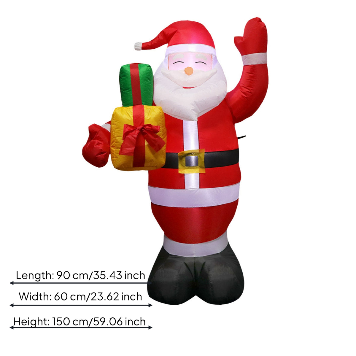 Air-Inflated Inflatable Santa Built-in Fan Giant Inflatable Santa Full-Body Christmas Yard Decor Gift Prop for Indoor Display
