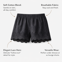 Women Breathable Lace Boyshorts for Under Skirt and Dress, Loose Fit Anti Chafing Shorts with Hollow-Out Design, Modesty Underwear