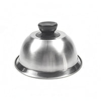 Domed Stainless Steel Dome Cover Wide Rim Burger Dome Knob Handle Basting Cover Single-Piece