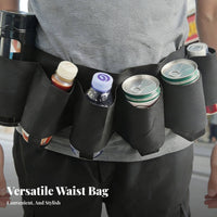 Hands-Unrestricted Beer Can Holder Belt Quick Release Buckle 6 Pack Beer Belt Portable for Tailgaters, Cleaners, Tailgating, Parties