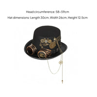 Mechanical Gear Steampunk Top Hat Chain Ornaments Top Hat with Goggles Bronze-Gold