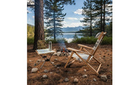 Portable Camping Lounger Foldable Design Wooden Beach Chair With Headrest Pillow Folding Deck Chair for Garden, Patio, Poolside