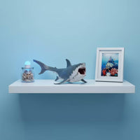 Megalodon Shark Figurine Detailed Fangs Megalodon Shark Toy Gray and White