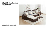 Wooden Living Room Furniture Set New Chinese aesthetic Multi-Piece Seating Group sturdy Wood Construction Couch Collection for Adults, Villa, Home, Lounge