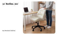 Light Luxury Design Upholstered Caster Chair Height Adjustable Upholstered Rolling Armchair Ergonomic Backrest rotating Seat Modern aesthetic for Home Workers, Students, Adults, Study Room, Bedroom