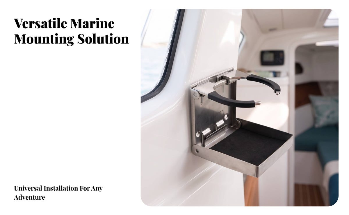 Compact Foldable Boat Cup Holder| Polished Stainless Steel, Wall-Mounted Cup Holder, for Boats