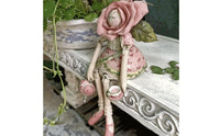 Angel Figurine with Rose Hood Floral Resin Angel Statue Hand-Painted Girl Sculpture Serene Decor Calming for Collectors, Desk