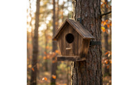 Birdhouse with Perch Wall-Mounted Wooden Birdhouse Natural for Birds