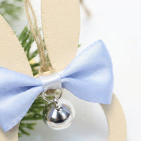Easter Bunny Hanging Decoration Bowknot Design Wooden Bunny Ornament Spring Themed Bunny Head Pendant with Bell for Teachers, Wall Decor, Classroom