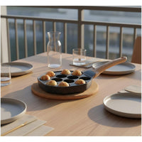 Easy to Clean Quail Egg Pan Wood Handle 12-Cup Egg Pan for Home Cooking