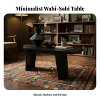 Irregularly Shaped Black Table Japanese rustic aesthetic design Irregular Table with spherical Legs Minimalist Design Household Furniture for Homestay, Living Room, Bedroom