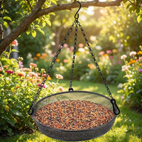 Outdoor Feeder and Bath with Clamp-On Mount, Geometric Yard Decor, 3 Stations with Tray and Bath