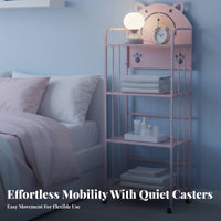 Movable with casters animalchildrened Rolling Rack Space Saving Mobile book rack Multi-Functional Household Storage Easy to Assemble for Children, Students, Office Workers, Living Room, Bedroom, Study, Classroom