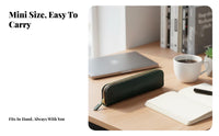 Leather Fastener Pen Bag Minimalist Design Leather Pen Pouch Zippered Writing Instrument Case Long-Lasting Top-Grain Leather
